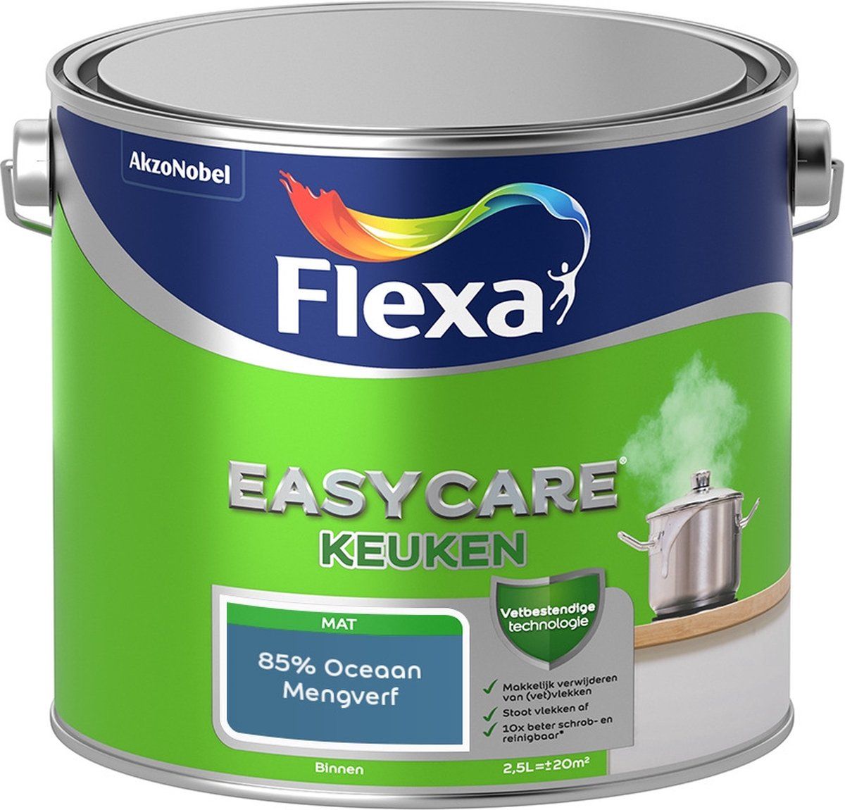 FLEXA Easycare Muurverf - Keuken - Mat - Mengkleur - 85% Oceaan - 2,5 liter