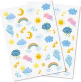 Suits you well Stickers - Japonais Kawaii Météo - Arc-en-ciel/Nuages/Soleil/Étoiles - Scrapbooking Loisir Créatif DIY - 2 Feuilles d'autocollants