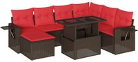 vidaXL 8-delige tuinbankset met kussens, bruin, polyrotan