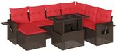 vidaXL salon de jardin 8 pièces avec coussins, marron, polyrotin