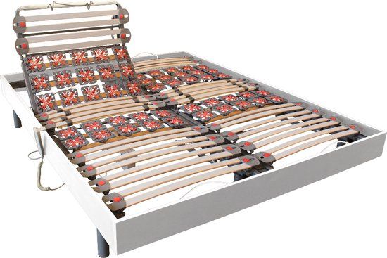 DREAMEA Handmatig verstelbare bedbodem - 2x80x200cm - Wit hout