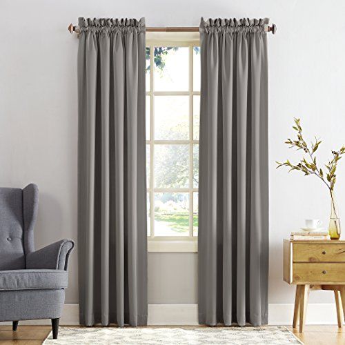 Sun Zero Barrow Energy Efficient Rod Pocket Curtain Panel Pair, 54" x 108", Gray