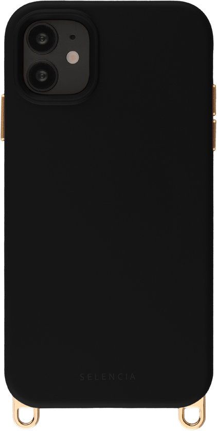 Selencia Hoesje - Geschikt voor iPhone 11 - Rivièra geschikt voor MagSafe Backcover met afneembare haakjes - Velvet Black