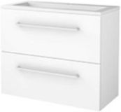 Basic Line Start 39 Badkamermeubelset - Ondiep - 80 x 39 cm - Met Grepen - 2 Lades - Acryl Wastafel - 1 Kraangat - Ice White