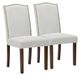 OEM Eetkamerstoelen, set van 2, model Parsons, bekleding van stof, lichtgrijs, houten poten