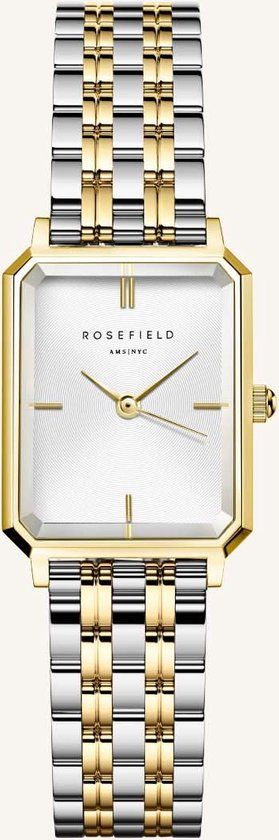 Rosefield Octagon XS White Sunray Steel Duotone Silver Gold Watch - Unisex