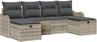 vidaXL Tuinbank Set Lichtgrijs Polyrattan