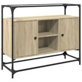 VidaXL Dressoir avec plateau en verre 98x35x81 cm bois couleur chêne sonoma