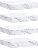 vidaXL Wandplank - Wit Marmer - 23 x 23,5 x 3,8 cm - Bewerkt Hout - 4 stuks