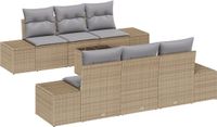 vidaXL Tuinbank Set Beige en Grijs Polyrattan