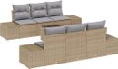 vidaXL Tuinbank Set Beige en Grijs Polyrattan