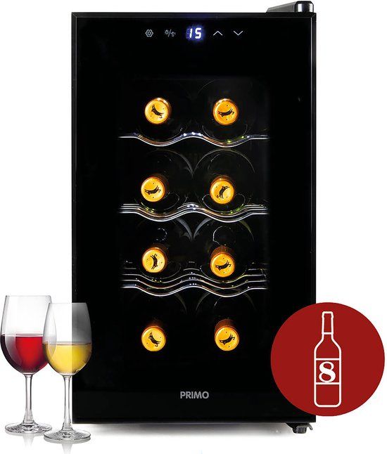 PRIMO PR169WK Wijnkoelkast - Wijnklimaatkast 10 Flessen - Zwart