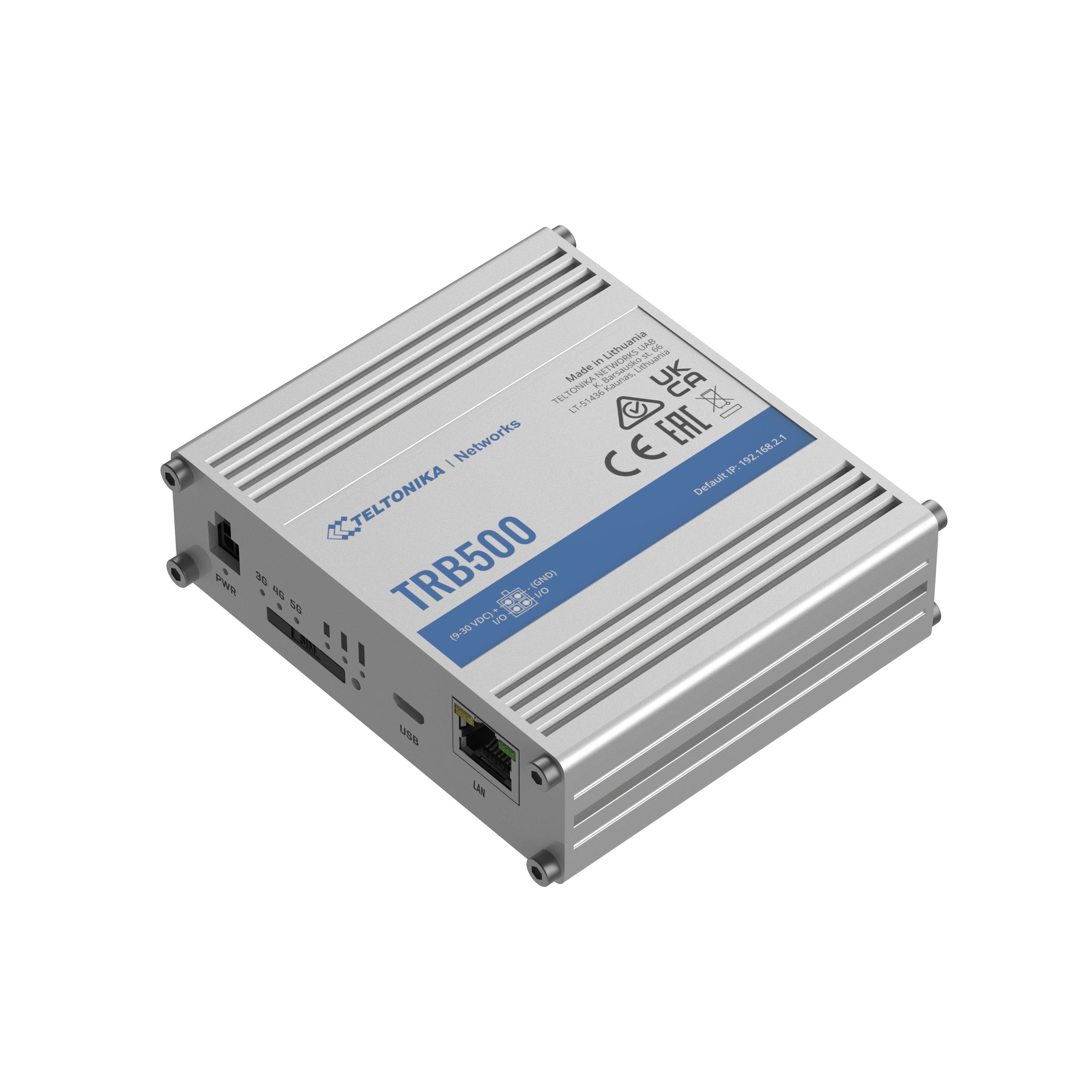 Teltonika TRB500 5G Router/Gateway - 10, 100, 1000 Mbit/s - DIN-rail/Wall mounting