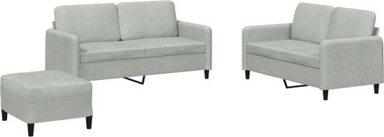 vidaXL 3-delige Loungeset fluweel lichtgrijs