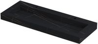 Wastafel INK Pitch Wastafel Keramische Slab Centraal met Drain en Front en Side Skirts 2 Kraangaten - 1200x450x90 mm - Lauren Black Mat