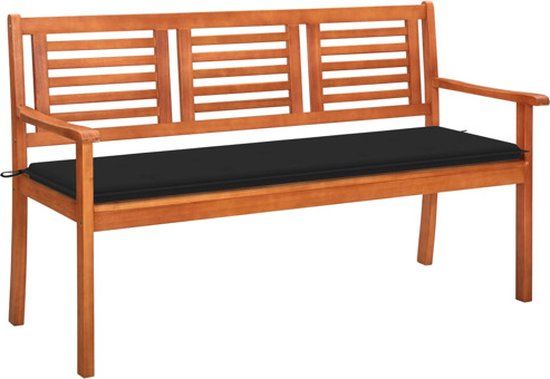 vidaXL Tuinbank 3-zits met kussen 150 cm massief eucalyptushout
