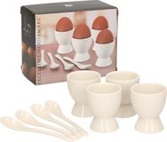 Merkloos / Sans marque Koopman International Set van 12x eierdopjes met lepel 6 cm - Wit