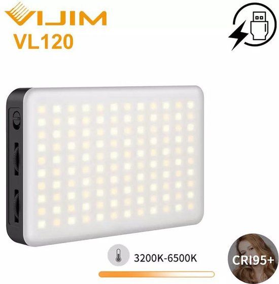 VIJIM VL120 - LED Videolamp - Bi-color - 120 LED's - Zwart