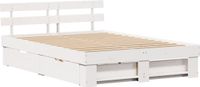 vidaXL Bedframe met hoofdeinde, wit, 160 x 200 cm, massief grenenhout