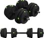 Halter 2-in-1 - Verstelbare set halter - Met verbindingsstang voor halter - Gewicht 10–15 kg - Antislip handgrepen - Voor arm- en krachttraining - Chocoladekleur