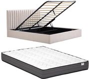 Vente-unique Lit avec rangement tissu beige 160 x 200 cm