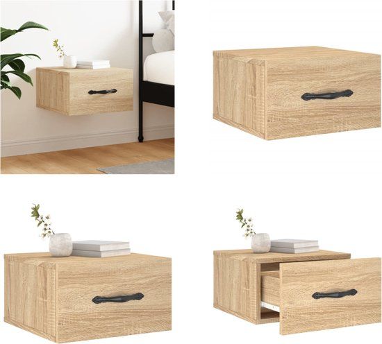 vidaXL Nachtkastje wandgemonteerd 35x35x20 cm sonoma eikenkleurig