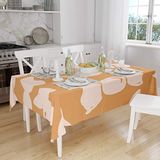 Bonamaison Tafelkleed, Anti-Mold, Sneldrogend, Waterdicht, 100% Polyester Tafellaken, Oranje, gebroken wit, 140 x 160 Cm - Ontworpen en Vervaardigd in Turkije