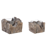 Beliani PLATEROS Kandelaar Donker houtkleur Dennenhout 15cm