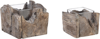 Beliani PLATEROS - Kandelaar set van 2 - Donkere houtkleur - Dennenhout