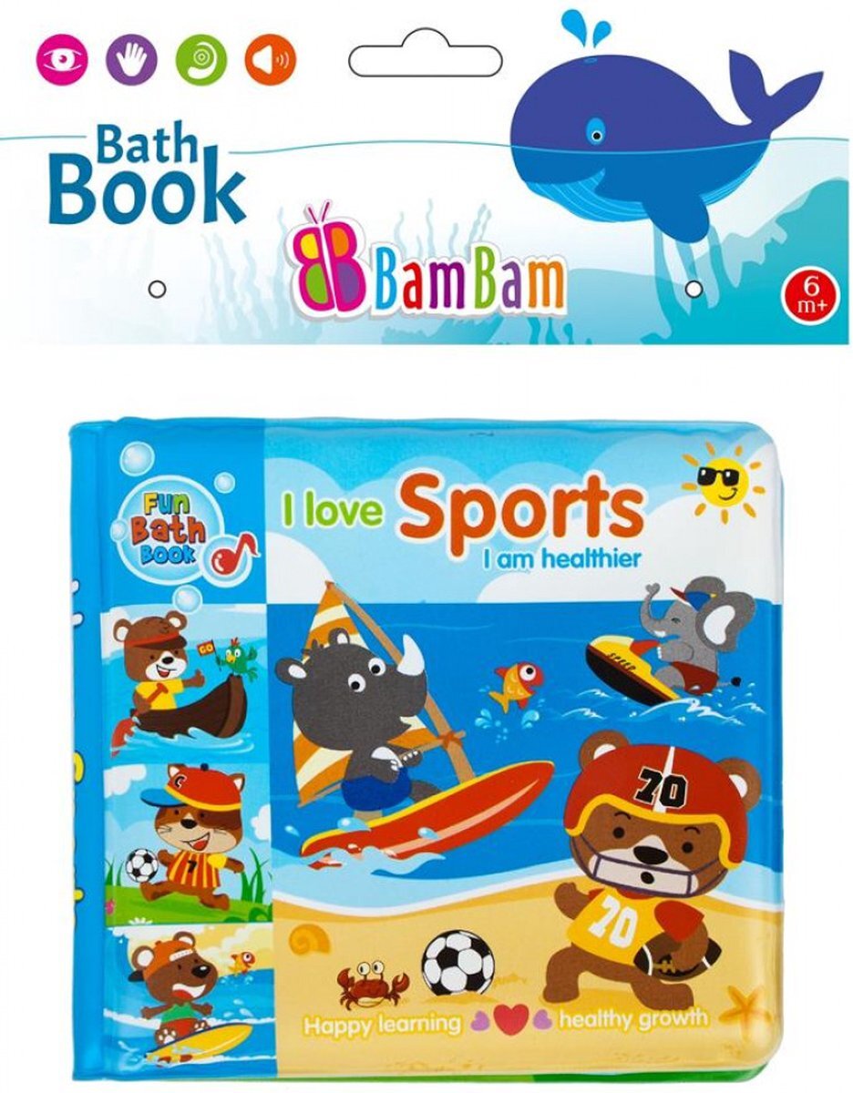 Bambam Badboek voor baby / peuter - Water speelgoed boekje - Sport