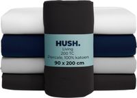 HUSH Living Hoeslaken Percale 100% Katoen 200TC Antraciet 90x200+30cm