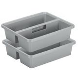 Sunware organiser - 2 stuks - kunststof - 44 x 35 cm - grijs - 2 vakken