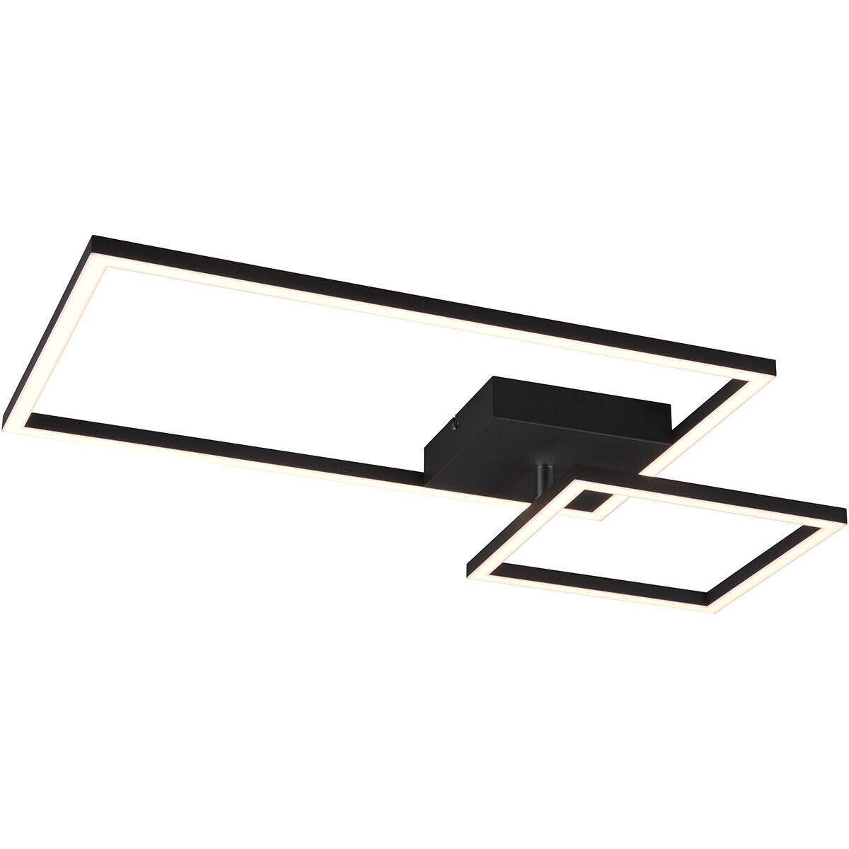 BES LED LED Plafondlamp - Plafondverlichting - Trion Pado - 25W - Warm Wit 3000K - Dimbaar - Rechthoek - Mat Zwart - Aluminium