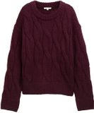 Tom Tailor - Pull en maille à torsades - Taille S - Mélange Rouge Foncé