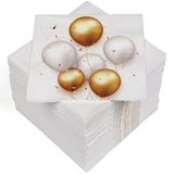HEKU 100 servetten, 3-laags, 33 x 33 cm, ballonnen goud/wit