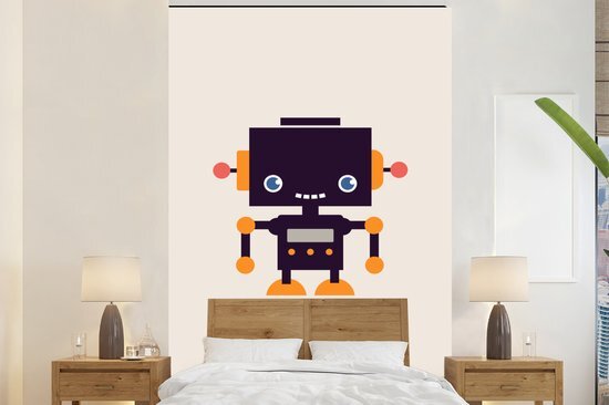 Nr1Wallpaper Behang kinderkamer - Fotobehang Robot - Antenne - Oranje - Beige - Breedte 225 cm x hoogte 350 cm - Kinderbehang