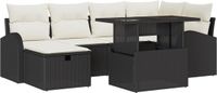 vidaXL Tuinbank - Set - 2 zitplekken - Zwart - Polyrattan
