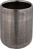 Rivara Tandenborstelbeker, hoogwaardige tandenborstelhouder voor tandenborstel en tandpasta van edele keramiek, elegante zilveren decoratie, ideaal voor badkamer en gastentoilet, handbeschilderd, Ø 7,5 x 9,5 cm, zilver