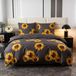 Cotton Market Linge de lit - parure de lit 3 pièces - housse de couette 200x200 cm et 2 taies d'oreiller 70x80 cm - tournesols (gris)