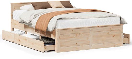 vidaXL Bedframe Grenenhout 140x190 cm