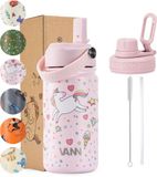 VANN® 3-Wandige Drinkfles en Schoolbeker voor kinderen met rietje in 1 – Kinder drinkfles 400 ML– RVS – Met 4 accessoires – 24 uur koud/12 uur warm – Unicorn