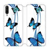 Beschermhoes Wiko Beschermhoes voor Wiko View 4 / View 4 Lite, leer, vlinder, blauw op wit