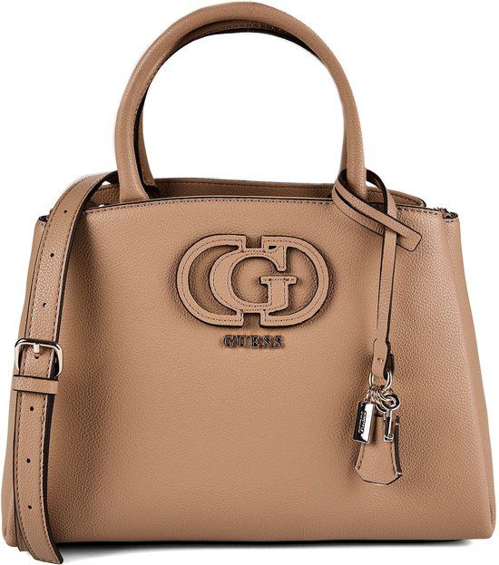 GUESS Isola 3 Compartment Satchel Handtas Beige Taupe