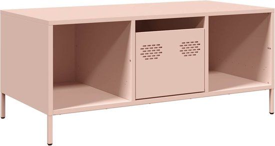 vidaXL Salontafel 101,5x50x43,5 cm koudgewalst staal roze