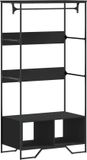 vidaXL - Kledingkast - 90x50x180 cm - bewerkt hout - zwart