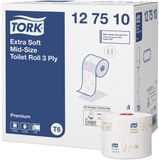 Tork 127510 toiletpapier T6 premium compact 3laags wit 70 mtr x 10 cm ds a 27 rollen