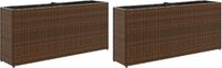 vidaXL Plantenbakken met 2 potten 2 st 90x20x40 cm poly rattan bruin