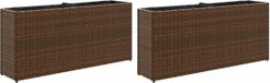 vidaXL Plantenbakken met 2 potten 2 st 90x20x40 cm poly rattan bruin