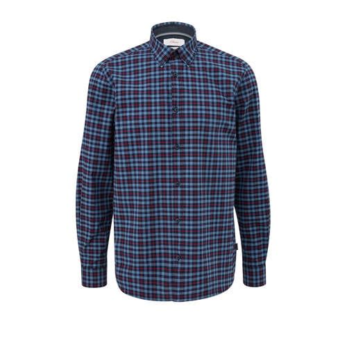 s.Oliver geruit regular fit overhemd blauw