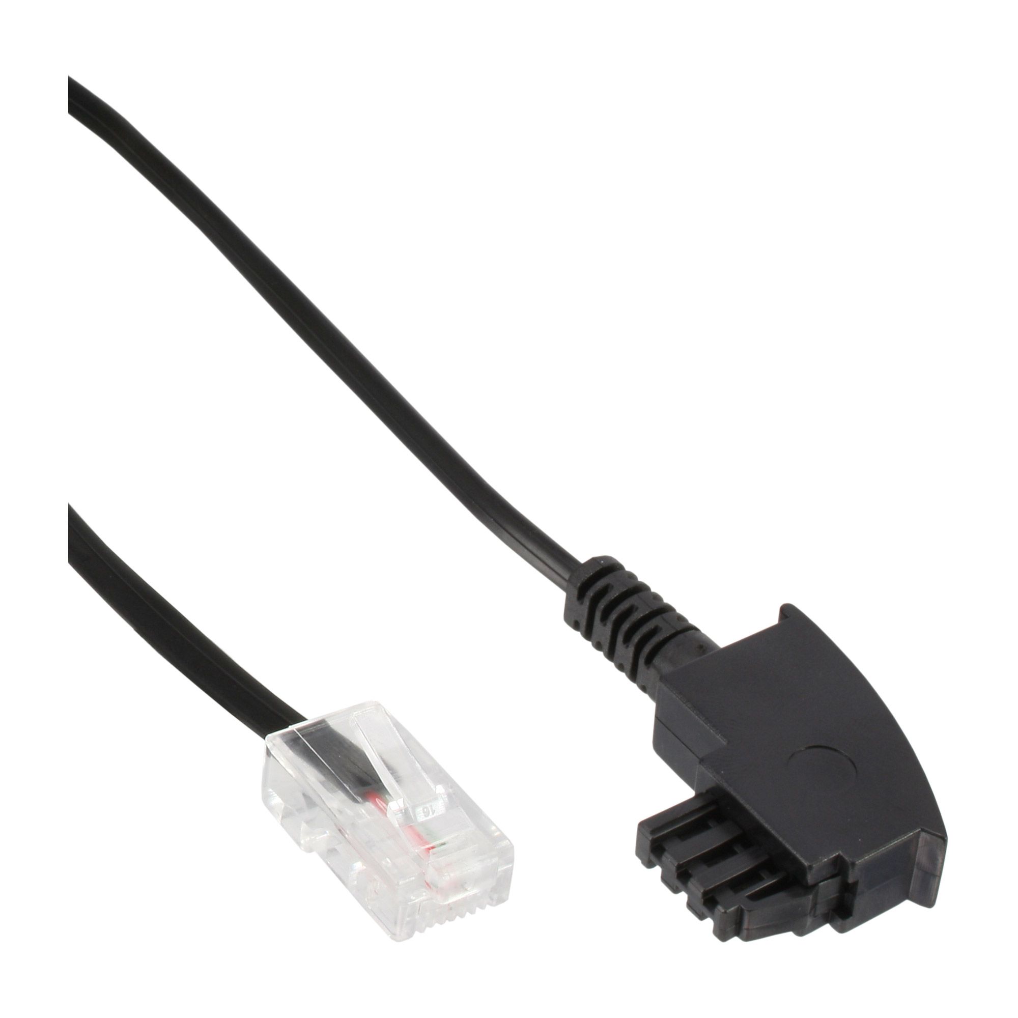 Inline TAE-N Telefoon Kabel - 1m - Zwart